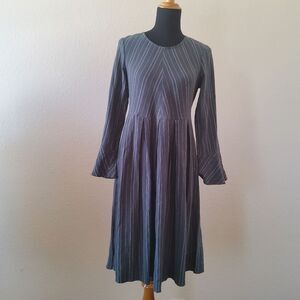 Hailey & Co. Striped Pleated Long Sleeve Bell Sleeve Midi Dress S Green New